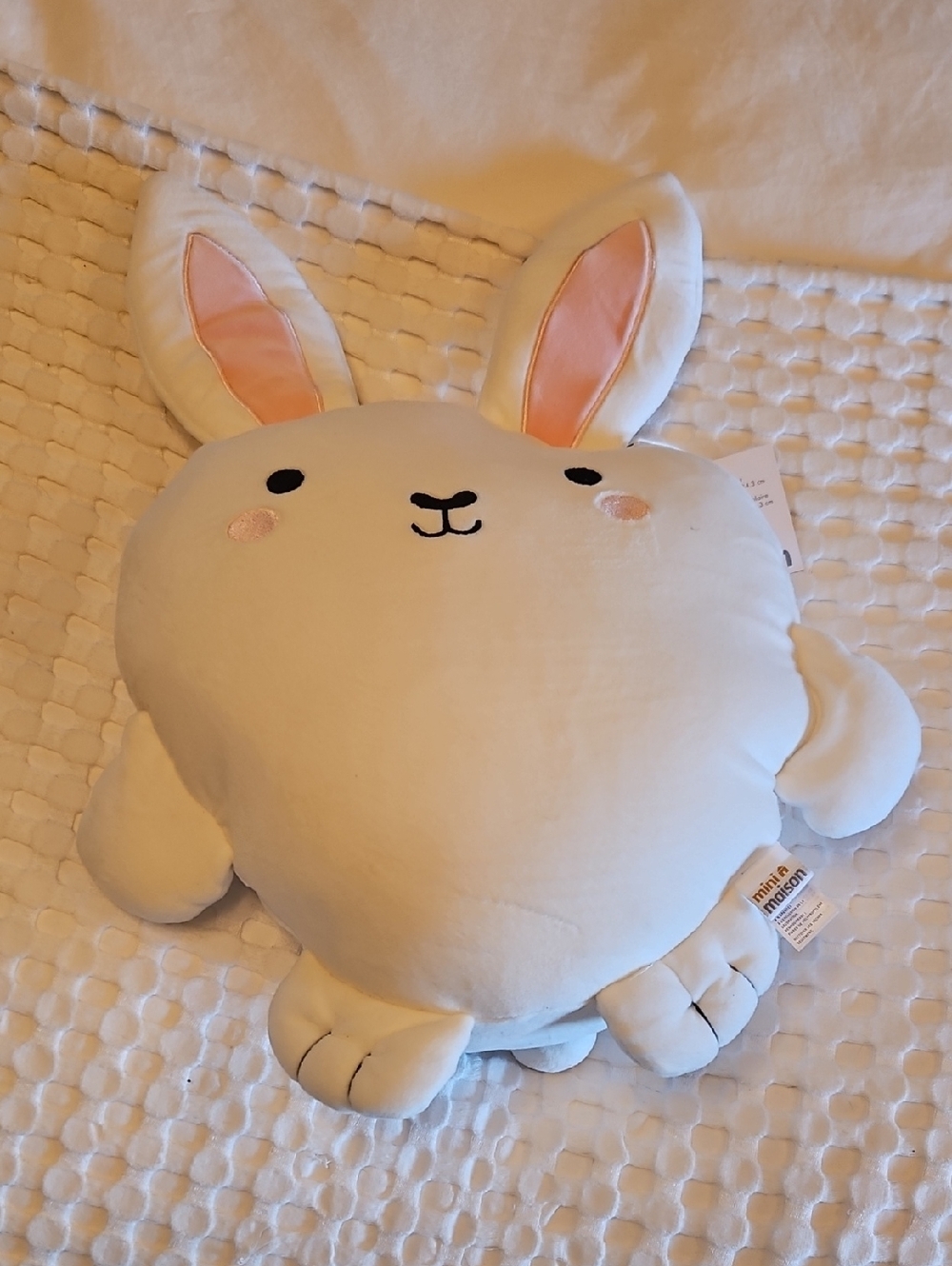 Plush Bunny Pillow & Blanket Set with Pink Ear Accents